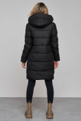 Оптом Пальто утепленное с капюшоном зимнее женское черного цвета 13332Ch в Воронеже, фото 4