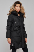 Оптом Пальто утепленное с капюшоном зимнее женское черного цвета 13332Ch, фото 9