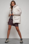 Оптом Куртка зимняя женская модная из овчины бежевого цвета 13335B в Екатеринбурге, фото 18