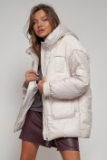 Оптом Куртка зимняя женская модная из овчины бежевого цвета 13335B в Екатеринбурге, фото 21