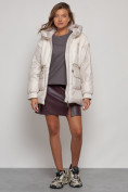 Оптом Куртка зимняя женская модная из овчины бежевого цвета 13335B в Екатеринбурге, фото 27