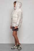 Оптом Куртка зимняя женская модная из овчины бежевого цвета 13335B в Екатеринбурге, фото 5