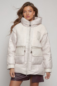Оптом Куртка зимняя женская модная из овчины бежевого цвета 13335B в Екатеринбурге, фото 8