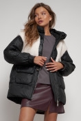 Оптом Куртка зимняя женская модная из овчины черного цвета 13335Ch в Казани, фото 15