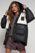Оптом Куртка зимняя женская модная из овчины черного цвета 13335Ch в Екатеринбурге, фото 17