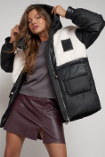 Оптом Куртка зимняя женская модная из овчины черного цвета 13335Ch в Казани, фото 19
