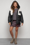Оптом Куртка зимняя женская модная из овчины черного цвета 13335Ch в Казани, фото 24