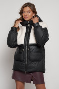 Оптом Куртка зимняя женская модная из овчины черного цвета 13335Ch в Казани, фото 6
