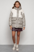 Оптом Куртка зимняя женская модная из овчины светло-коричневого цвета 13335SK в Екатеринбурге