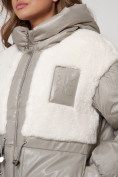 Оптом Куртка зимняя женская модная из овчины светло-коричневого цвета 13335SK в Казани, фото 10