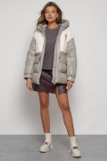 Оптом Куртка зимняя женская модная из овчины светло-коричневого цвета 13335SK в Казани, фото 20