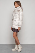 Оптом Куртка зимняя женская модная с капюшоном бежевого цвета 13338B в Казани, фото 2