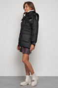 Оптом Куртка зимняя женская модная с капюшоном черного цвета 13338Ch в Казани, фото 2