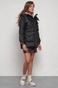 Оптом Куртка зимняя женская модная с капюшоном черного цвета 13338Ch в Екатеринбурге, фото 3