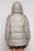 Оптом Куртка зимняя женская модная с капюшоном светло-коричневого цвета 13338SK в Казани, фото 8