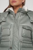 Оптом Куртка зимняя женская модная с капюшоном светло-зеленого цвета 13338ZS в Казани, фото 14