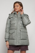 Оптом Куртка зимняя женская модная с капюшоном светло-зеленого цвета 13338ZS в Казани, фото 22