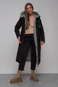 Оптом Пальто утепленное двухстороннее женское черного цвета 13343Ch в Новосибирске, фото 21