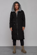 Оптом Пальто утепленное двухстороннее женское черного цвета 13343Ch в Перми, фото 4