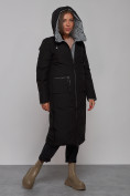 Оптом Пальто утепленное двухстороннее женское черного цвета 13343Ch в Перми, фото 5
