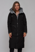 Оптом Пальто утепленное двухстороннее женское черного цвета 13343Ch в Уфе, фото 7
