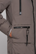 Оптом Пальто утепленное двухстороннее женское коричневого цвета 13343K в Самаре, фото 11