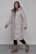Оптом Пальто утепленное двухстороннее женское коричневого цвета 13343K в Екатеринбурге, фото 17
