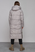 Оптом Пальто утепленное двухстороннее женское коричневого цвета 13343K в Екатеринбурге, фото 19