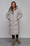 Оптом Пальто утепленное двухстороннее женское коричневого цвета 13343K в Перми, фото 20