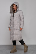 Оптом Пальто утепленное двухстороннее женское коричневого цвета 13343K в Перми, фото 22