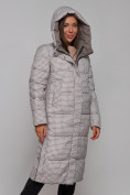 Оптом Пальто утепленное двухстороннее женское коричневого цвета 13343K в Перми, фото 23