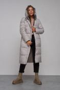 Оптом Пальто утепленное двухстороннее женское коричневого цвета 13343K в Перми, фото 24