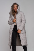 Оптом Пальто утепленное двухстороннее женское коричневого цвета 13343K в Казани, фото 26