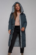 Оптом Пальто утепленное двухстороннее женское темно-синего цвета 13343TS, фото 17