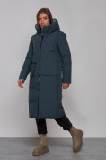 Оптом Пальто утепленное двухстороннее женское темно-синего цвета 13343TS, фото 2