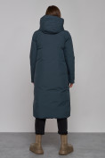 Оптом Пальто утепленное двухстороннее женское темно-синего цвета 13343TS в Перми, фото 4