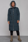 Оптом Пальто утепленное двухстороннее женское темно-синего цвета 13343TS в Кемерово, фото 5