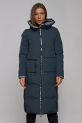 Оптом Пальто утепленное двухстороннее женское темно-синего цвета 13343TS в Кемерово, фото 6
