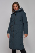 Оптом Пальто утепленное двухстороннее женское темно-синего цвета 13343TS, фото 7