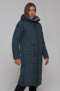 Оптом Пальто утепленное двухстороннее женское темно-синего цвета 13343TS, фото 8