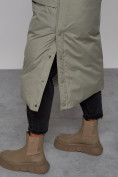 Оптом Пальто утепленное двухстороннее женское зеленого цвета 13343Z в Самаре, фото 12