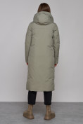 Оптом Пальто утепленное двухстороннее женское зеленого цвета 13343Z в Сочи, фото 4