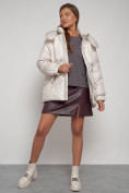 Оптом Куртка зимняя женская модная из овчины бежевого цвета 13350B в Казани, фото 15