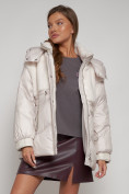 Оптом Куртка зимняя женская модная из овчины бежевого цвета 13350B в Казани, фото 18