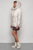Оптом Куртка зимняя женская модная из овчины бежевого цвета 13350B в Екатеринбурге, фото 6