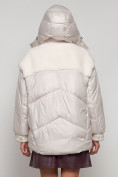 Оптом Куртка зимняя женская модная из овчины бежевого цвета 13350B в Екатеринбурге, фото 8