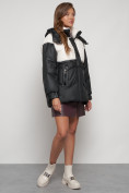 Оптом Куртка зимняя женская модная из овчины черного цвета 13350Ch в Екатеринбурге, фото 3