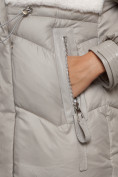 Оптом Куртка зимняя женская модная из овчины светло-коричневого цвета 13350SK в Казани, фото 10