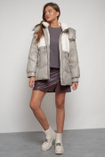Оптом Куртка зимняя женская модная из овчины светло-коричневого цвета 13350SK в Казани, фото 13