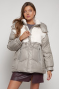 Оптом Куртка зимняя женская модная из овчины светло-коричневого цвета 13350SK в Казани, фото 16